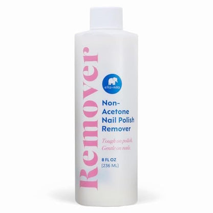 ella+mila Non-Acetone Nail Polish Remover – Gentle, Nourishing Formula for Natural Nails – Vegan & Cruelty-Free – Conditions While Removing Polish – 8 oz