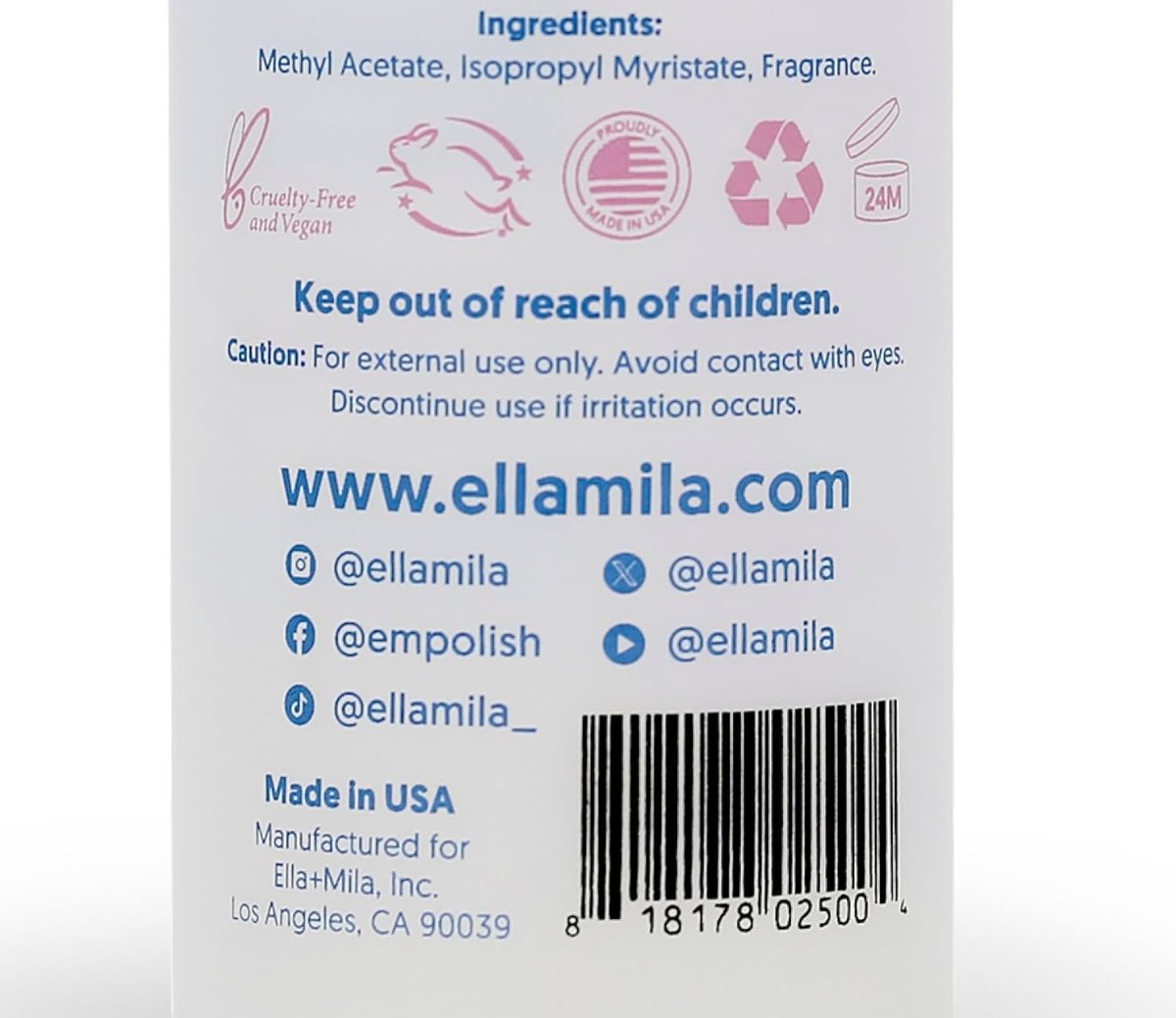 ella+mila Non-Acetone Nail Polish Remover – Gentle, Nourishing Formula for Natural Nails – Vegan & Cruelty-Free – Conditions While Removing Polish – 8 oz - görsel 15
