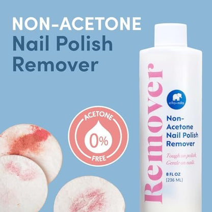 ella+mila Non-Acetone Nail Polish Remover – Gentle, Nourishing Formula for Natural Nails – Vegan & Cruelty-Free – Conditions While Removing Polish – 8 oz