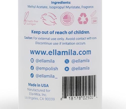 ella+mila Non-Acetone Nail Polish Remover – Gentle, Nourishing Formula for Natural Nails – Vegan & Cruelty-Free – Conditions While Removing Polish – 8 oz - görsel 16