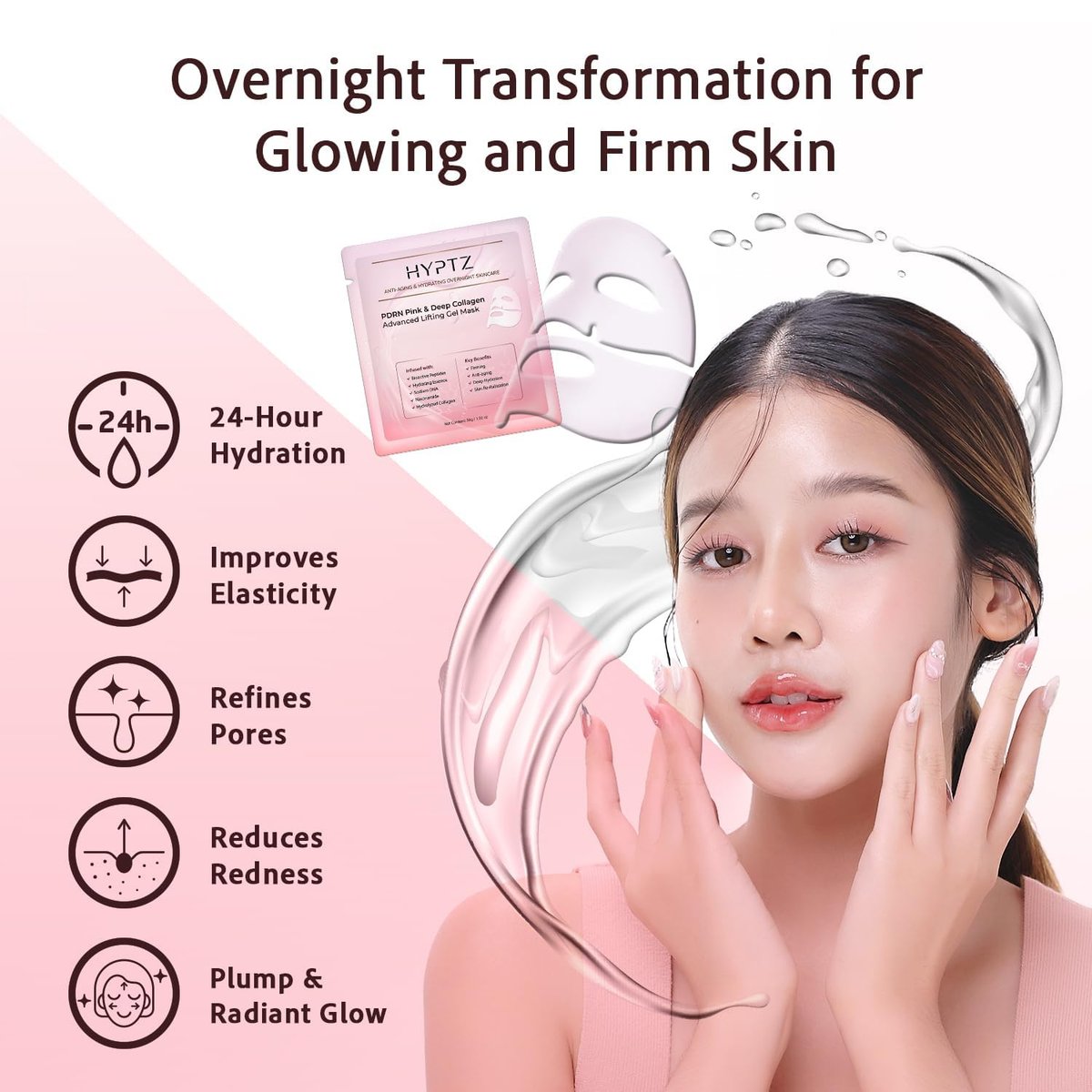 realori Salmon DNA PDRN Collagen Face Mask – Korean Hydrogel Mask for Glass Skin, Firming & Hydrating, 4-Pack - görsel 17