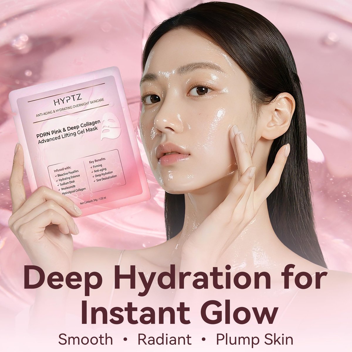 realori Salmon DNA PDRN Collagen Face Mask – Korean Hydrogel Mask for Glass Skin, Firming & Hydrating, 4-Pack - görsel 3