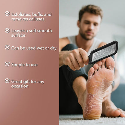 Kolavia 2 Pack Foot File Callus Remover - Durable Stainless Steel Foot Scrubber for Hard Dead Skin, Double-Sided Pedicure Tool for Cracked Heels & Corns
