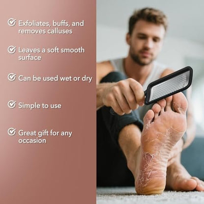 Kolavia 2 Pack Foot File Callus Remover - Durable Stainless Steel Foot Scrubber for Hard Dead Skin, Double-Sided Pedicure Tool for Cracked Heels & Corns