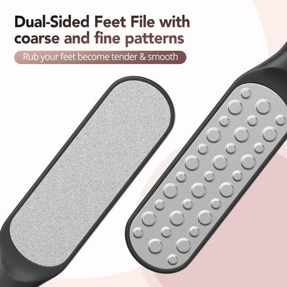 Kolavia 2 Pack Foot File Callus Remover - Durable Stainless Steel Foot Scrubber for Hard Dead Skin, Double-Sided Pedicure Tool for Cracked Heels & Corns
