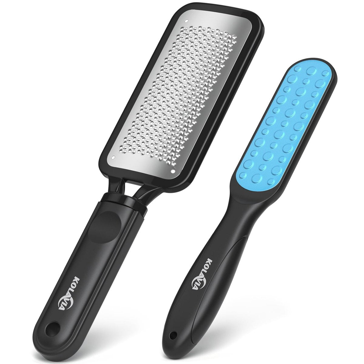 Kolavia 2 Pack Foot File Callus Remover - Durable Stainless Steel Foot Scrubber for Hard Dead Skin, Double-Sided Pedicure Tool for Cracked Heels & Corns - görsel 1