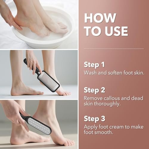 Kolavia 2 Pack Foot File Callus Remover - Durable Stainless Steel Foot Scrubber for Hard Dead Skin, Double-Sided Pedicure Tool for Cracked Heels & Corns - görsel 10