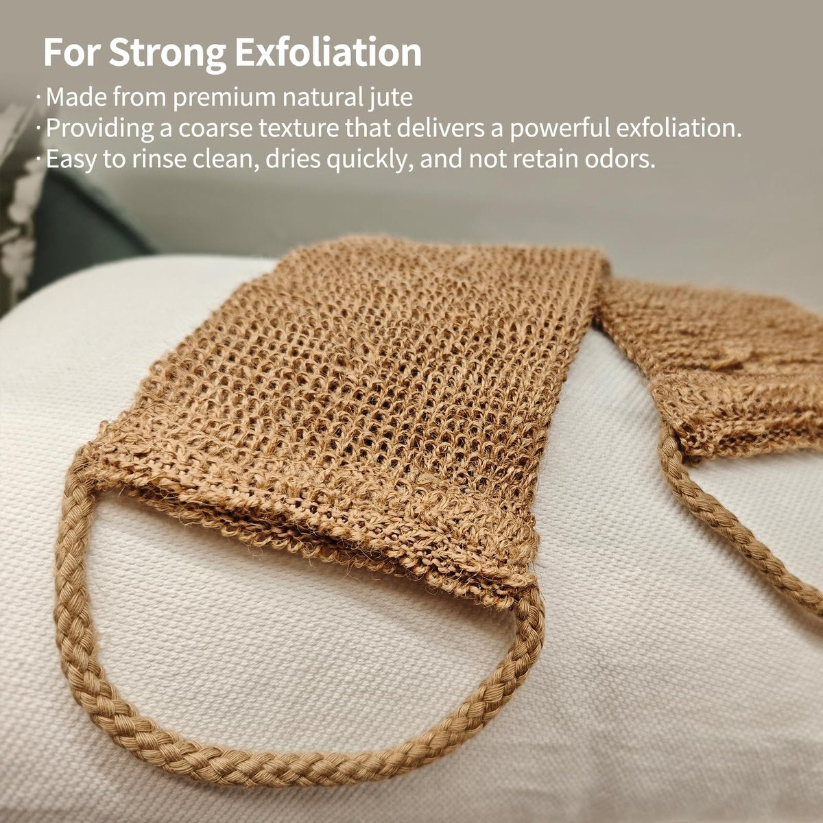 Extra Rough Exfoliating Back Scrubber - Natural Jute Body Exfoliator for Workers, Athletes & Men | Long-Lasting Loofah for Deep Daily Cleansing - görsel 12