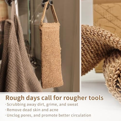 Extra Rough Exfoliating Back Scrubber - Natural Jute Body Exfoliator for Workers, Athletes & Men | Long-Lasting Loofah for Deep Daily Cleansing