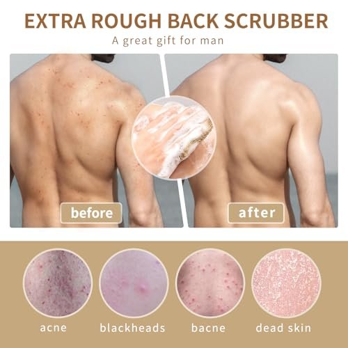 Extra Rough Exfoliating Back Scrubber - Natural Jute Body Exfoliator for Workers, Athletes & Men | Long-Lasting Loofah for Deep Daily Cleansing - görsel 7