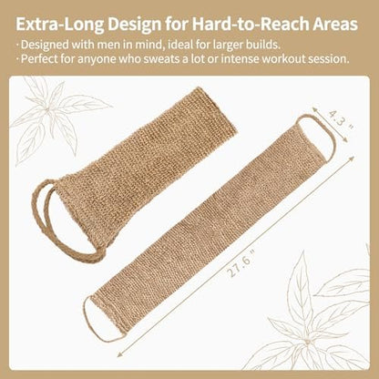 Extra Rough Exfoliating Back Scrubber - Natural Jute Body Exfoliator for Workers, Athletes & Men | Long-Lasting Loofah for Deep Daily Cleansing