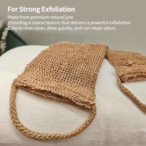 Extra Rough Exfoliating Back Scrubber - Natural Jute Body Exfoliator for Workers, Athletes & Men | Long-Lasting Loofah for Deep Daily Cleansing - görsel 11
