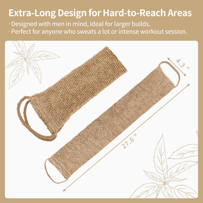 Extra Rough Exfoliating Back Scrubber - Natural Jute Body Exfoliator for Workers, Athletes & Men | Long-Lasting Loofah for Deep Daily Cleansing