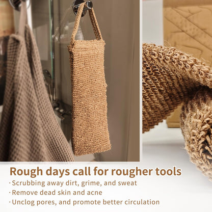 Extra Rough Exfoliating Back Scrubber - Natural Jute Body Exfoliator for Workers, Athletes & Men | Long-Lasting Loofah for Deep Daily Cleansing