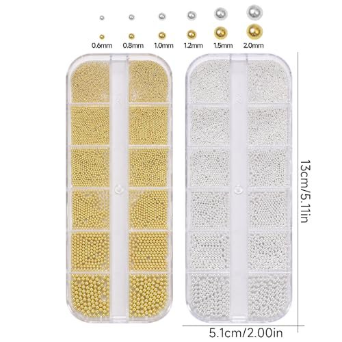 Silver Gold Caviar Metal Nail Beads - Mix Sizes 0.6-2mm Round Caviar Beads for Nail Art, DIY Crafts, Embellishments for Shoes, Clothes, Bags - görsel 4