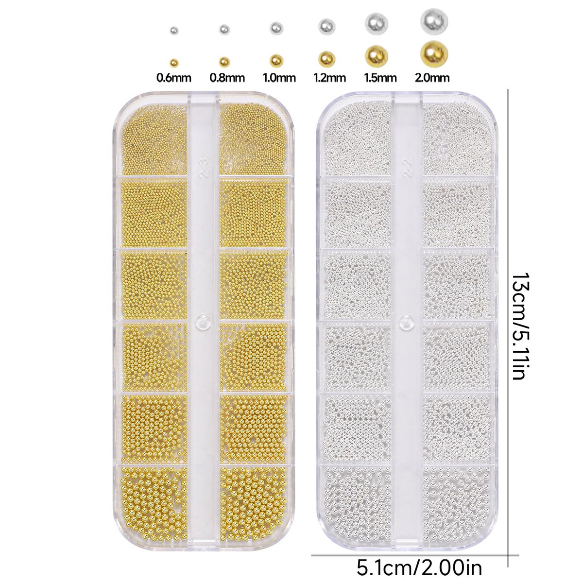 Silver Gold Caviar Metal Nail Beads - Mix Sizes 0.6-2mm Round Caviar Beads for Nail Art, DIY Crafts, Embellishments for Shoes, Clothes, Bags - görsel 3