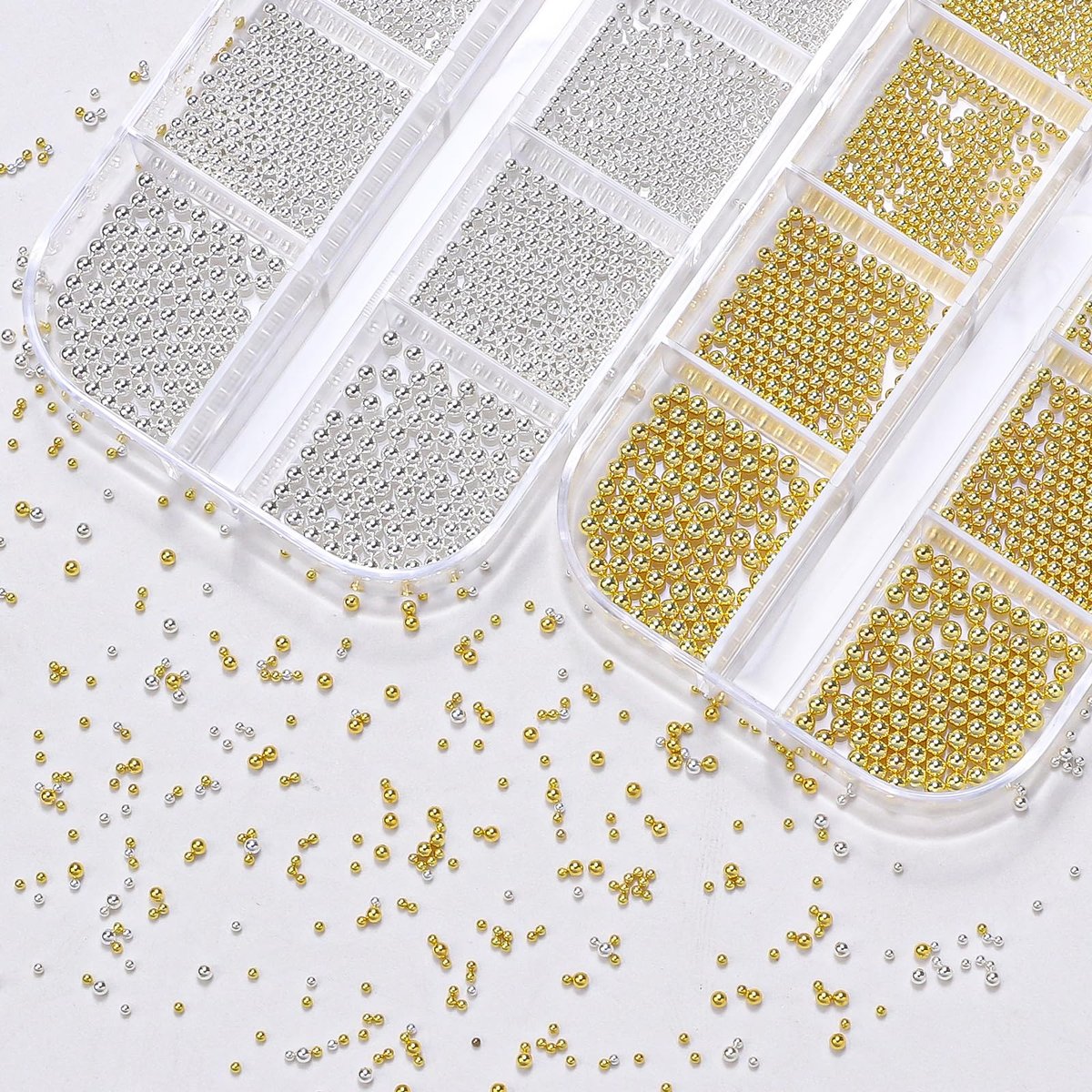 Silver Gold Caviar Metal Nail Beads - Mix Sizes 0.6-2mm Round Caviar Beads for Nail Art, DIY Crafts, Embellishments for Shoes, Clothes, Bags - görsel 13