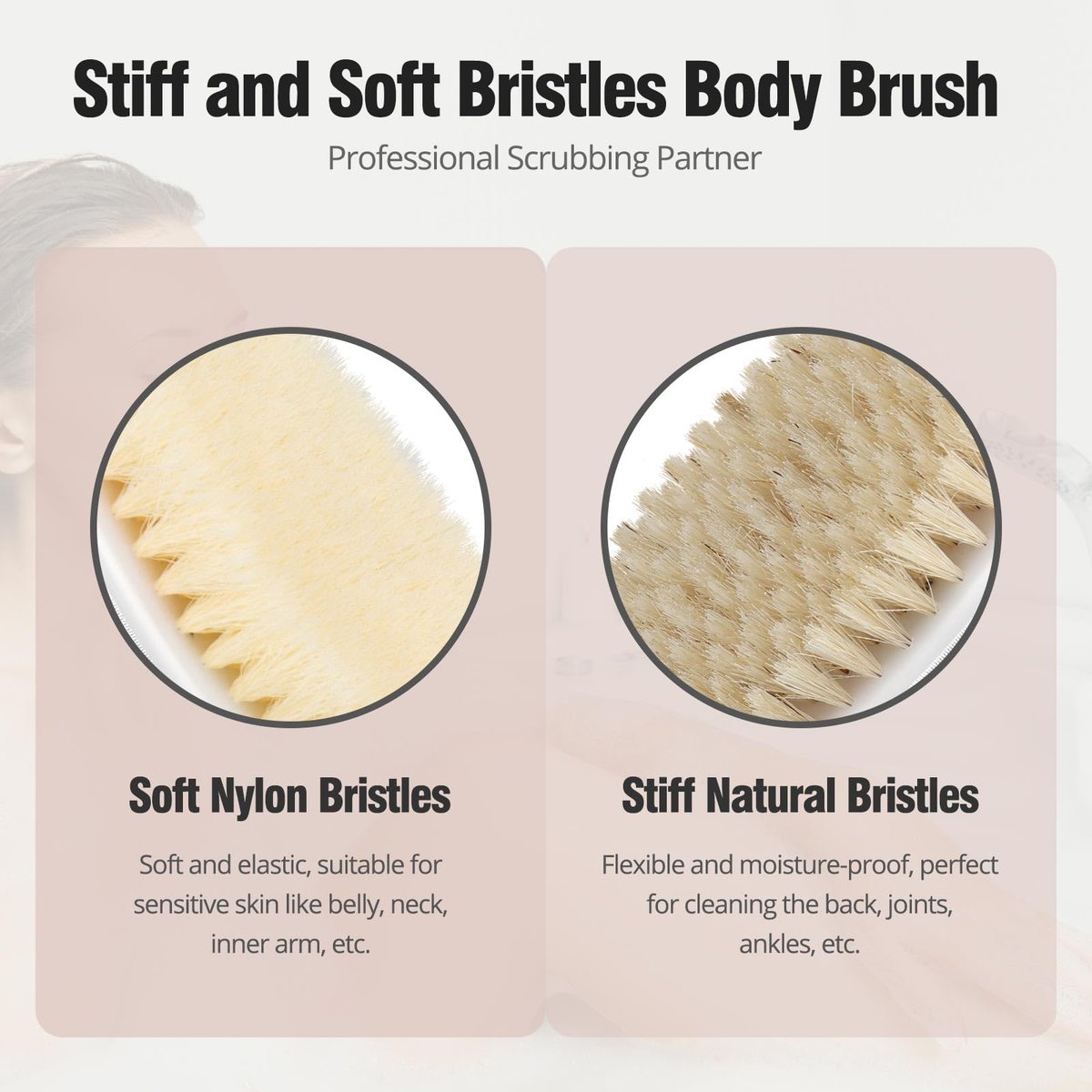2 Pack Dry Brushing Body Brush - Natural Soft Bristle Shower Brush for Exfoliating, Lymphatic Drainage & Improved Circulation - Body Exfoliator Scrubber for Women & Men - görsel 7