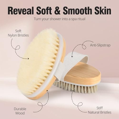 2 Pack Dry Brushing Body Brush - Natural Soft Bristle Shower Brush for Exfoliating, Lymphatic Drainage & Improved Circulation - Body Exfoliator Scrubber for Women & Men - görsel 12