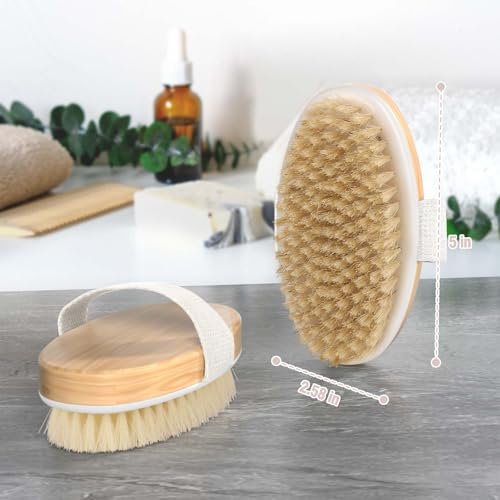 2 Pack Dry Brushing Body Brush - Natural Soft Bristle Shower Brush for Exfoliating, Lymphatic Drainage & Improved Circulation - Body Exfoliator Scrubber for Women & Men - görsel 16