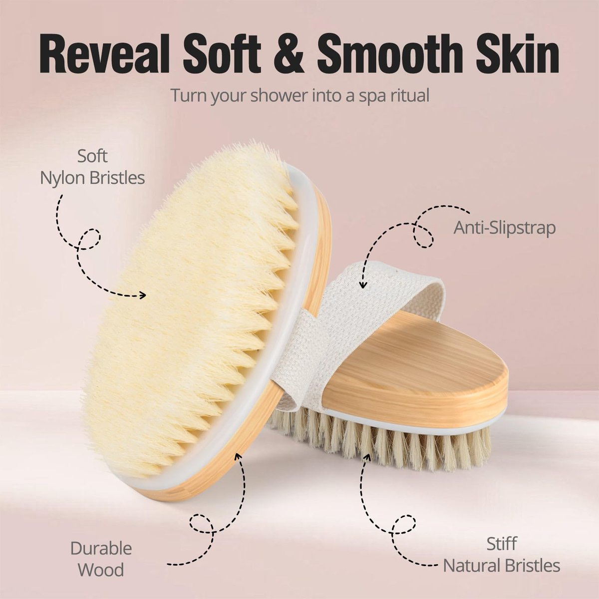 2 Pack Dry Brushing Body Brush - Natural Soft Bristle Shower Brush for Exfoliating, Lymphatic Drainage & Improved Circulation - Body Exfoliator Scrubber for Women & Men - görsel 11
