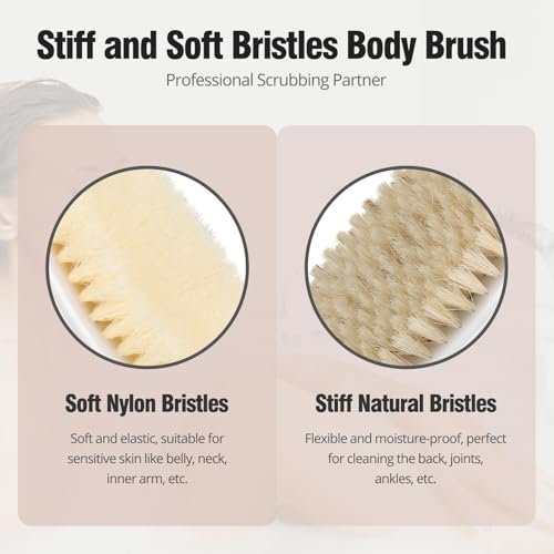 2 Pack Dry Brushing Body Brush - Natural Soft Bristle Shower Brush for Exfoliating, Lymphatic Drainage & Improved Circulation - Body Exfoliator Scrubber for Women & Men - görsel 8