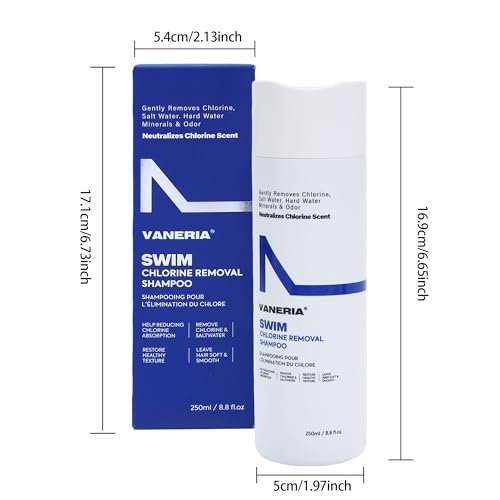 VANERIA 2-in-1 Swim Shampoo & Hard Water Shampoo - Chlorine Removal for Swimmers, Removes Minerals and Buildup, Restorative Hair Care, Safe for Colored Hair, 8.8 oz - görsel 18