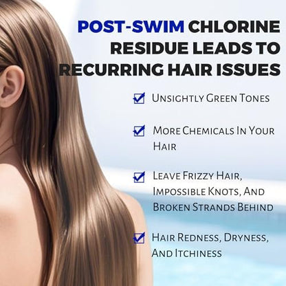 VANERIA 2-in-1 Swim Shampoo & Hard Water Shampoo - Chlorine Removal for Swimmers, Removes Minerals and Buildup, Restorative Hair Care, Safe for Colored Hair, 8.8 oz