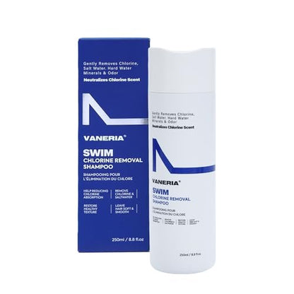 VANERIA 2-in-1 Swim Shampoo & Hard Water Shampoo - Chlorine Removal for Swimmers, Removes Minerals and Buildup, Restorative Hair Care, Safe for Colored Hair, 8.8 oz