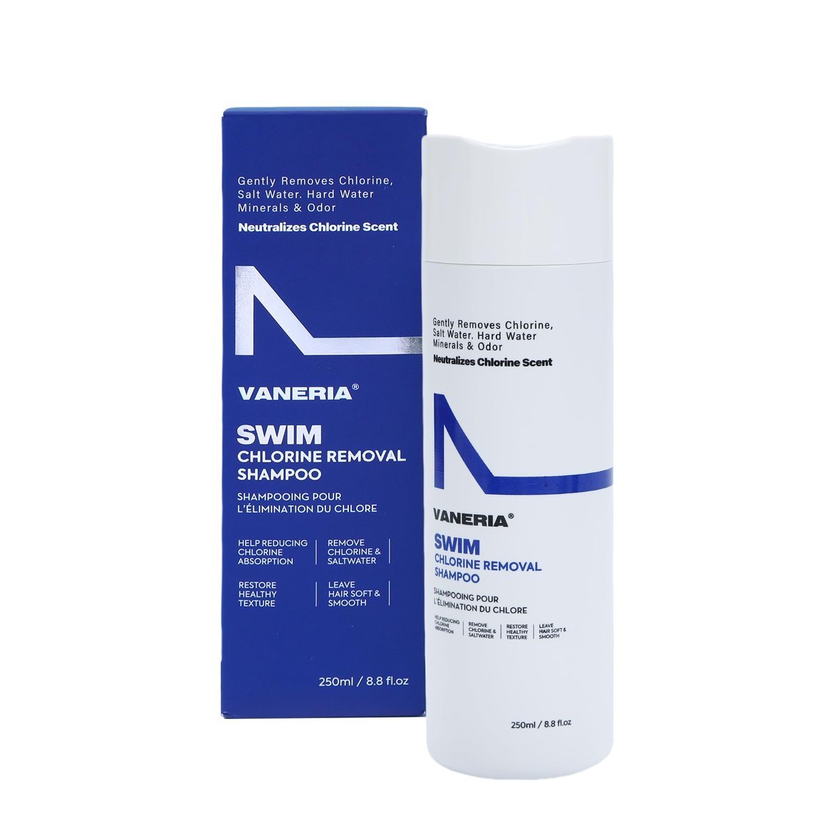 VANERIA 2-in-1 Swim Shampoo & Hard Water Shampoo - Chlorine Removal for Swimmers, Removes Minerals and Buildup, Restorative Hair Care, Safe for Colored Hair, 8.8 oz - görsel 1
