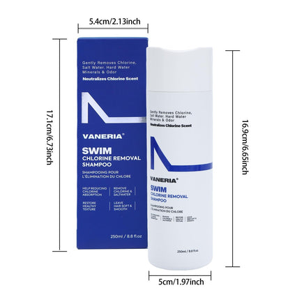 VANERIA 2-in-1 Swim Shampoo & Hard Water Shampoo - Chlorine Removal for Swimmers, Removes Minerals and Buildup, Restorative Hair Care, Safe for Colored Hair, 8.8 oz