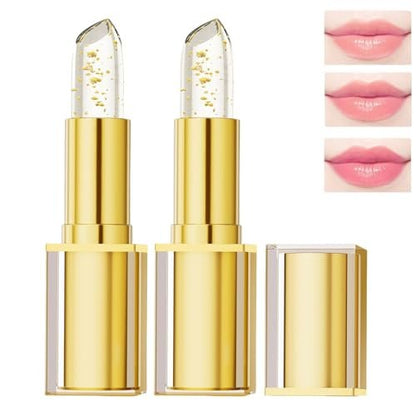 retigazo 2PCS Transferproof Color Changing Lipstick - Gold Foil, Long Lasting Moisturizing Glossy Shine Lip Gloss, Deep Nourishment