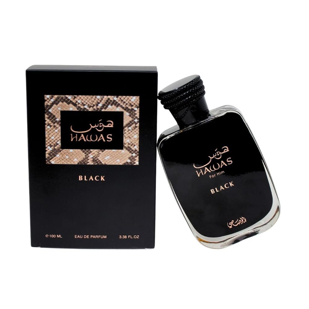 RASASI HAWAS BLACK Eau de Toilette - 3.38 Fl Oz | Bold & Long-Lasting Men's Fragrance Avelisse