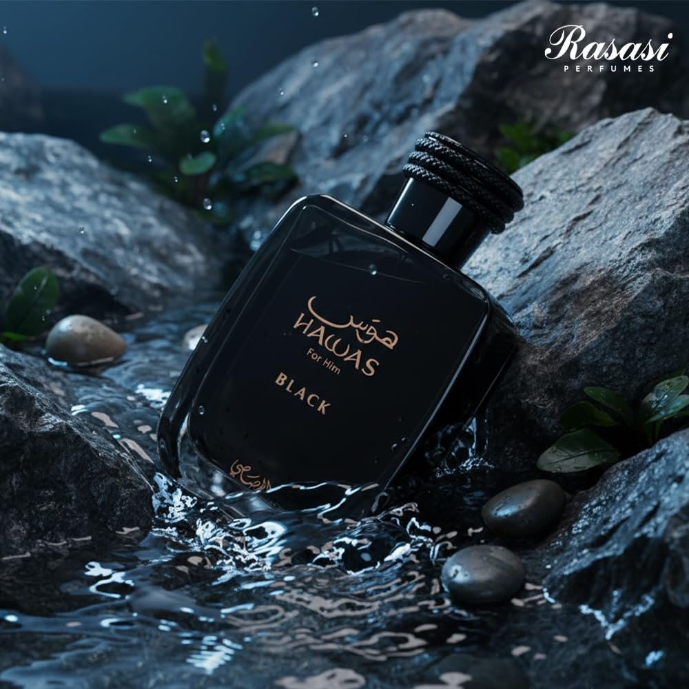 RASASI HAWAS BLACK Eau de Toilette - 3.38 Fl Oz | Bold & Long-Lasting Men's Fragrance Avelisse