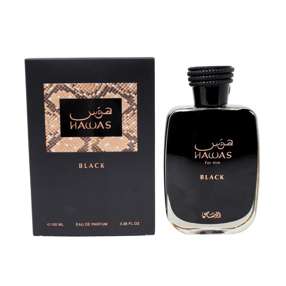 RASASI HAWAS BLACK Eau de Toilette - 3.38 Fl Oz | Bold & Long-Lasting Men's Fragrance Avelisse