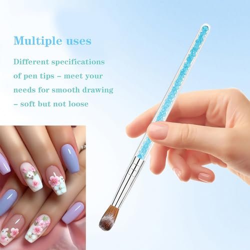 7 Multi-Size Nail Art Brush Set with Resin Palette - Acrylic Nail Tools for DIY Manicure, Home Salon, Pro & Beginner - görsel 12