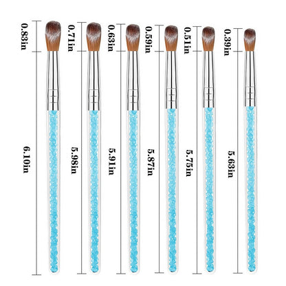 7 Multi-Size Nail Art Brush Set with Resin Palette - Acrylic Nail Tools for DIY Manicure, Home Salon, Pro & Beginner