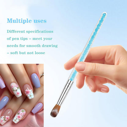 7 Multi-Size Nail Art Brush Set with Resin Palette - Acrylic Nail Tools for DIY Manicure, Home Salon, Pro & Beginner