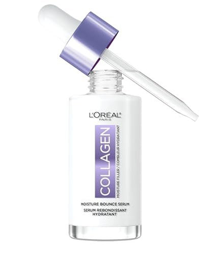 L'Oreal Paris Collagen Moisture Filler Moisture Bounce Face Serum – Hydrating Glow Serum with Collagen, Glycerin & Squalane for Bouncy, Radiant Skin (1 Fl Oz)