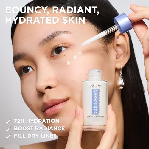 L'Oreal Paris Collagen Moisture Filler Moisture Bounce Face Serum – Hydrating Glow Serum with Collagen, Glycerin & Squalane for Bouncy, Radiant Skin (1 Fl Oz) - görsel 4