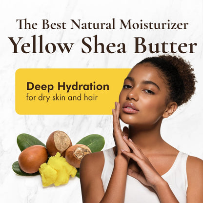 HalalEveryDay Yellow Shea Butter from Ghana - Raw Unrefined African Shea Butter for Skin & Hair, 100% Pure Natural Moisturizer for Body, Face & DIY Beauty, 24 oz Avelisse