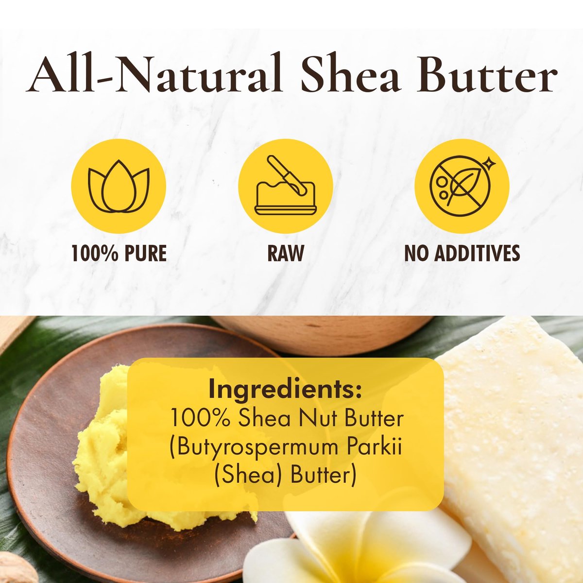 HalalEveryDay Yellow Shea Butter from Ghana - Raw Unrefined African Shea Butter for Skin & Hair, 100% Pure Natural Moisturizer for Body, Face & DIY Beauty, 24 oz Avelisse