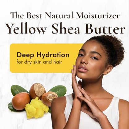 HalalEveryDay Yellow Shea Butter from Ghana - Raw Unrefined African Shea Butter for Skin & Hair, 100% Pure Natural Moisturizer for Body, Face & DIY Beauty, 24 oz Avelisse