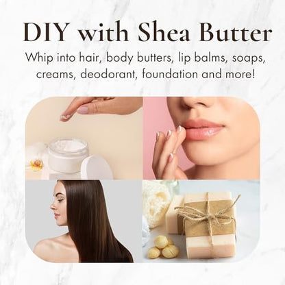 HalalEveryDay Yellow Shea Butter from Ghana - Raw Unrefined African Shea Butter for Skin & Hair, 100% Pure Natural Moisturizer for Body, Face & DIY Beauty, 24 oz Avelisse