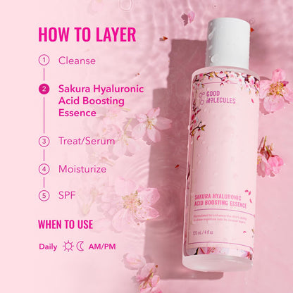 Good Molecules Sakura Hyaluronic Acid Boosting Essence – Ultra Hydrating Facial Moisturizer for Glowing, Tightened Skin
