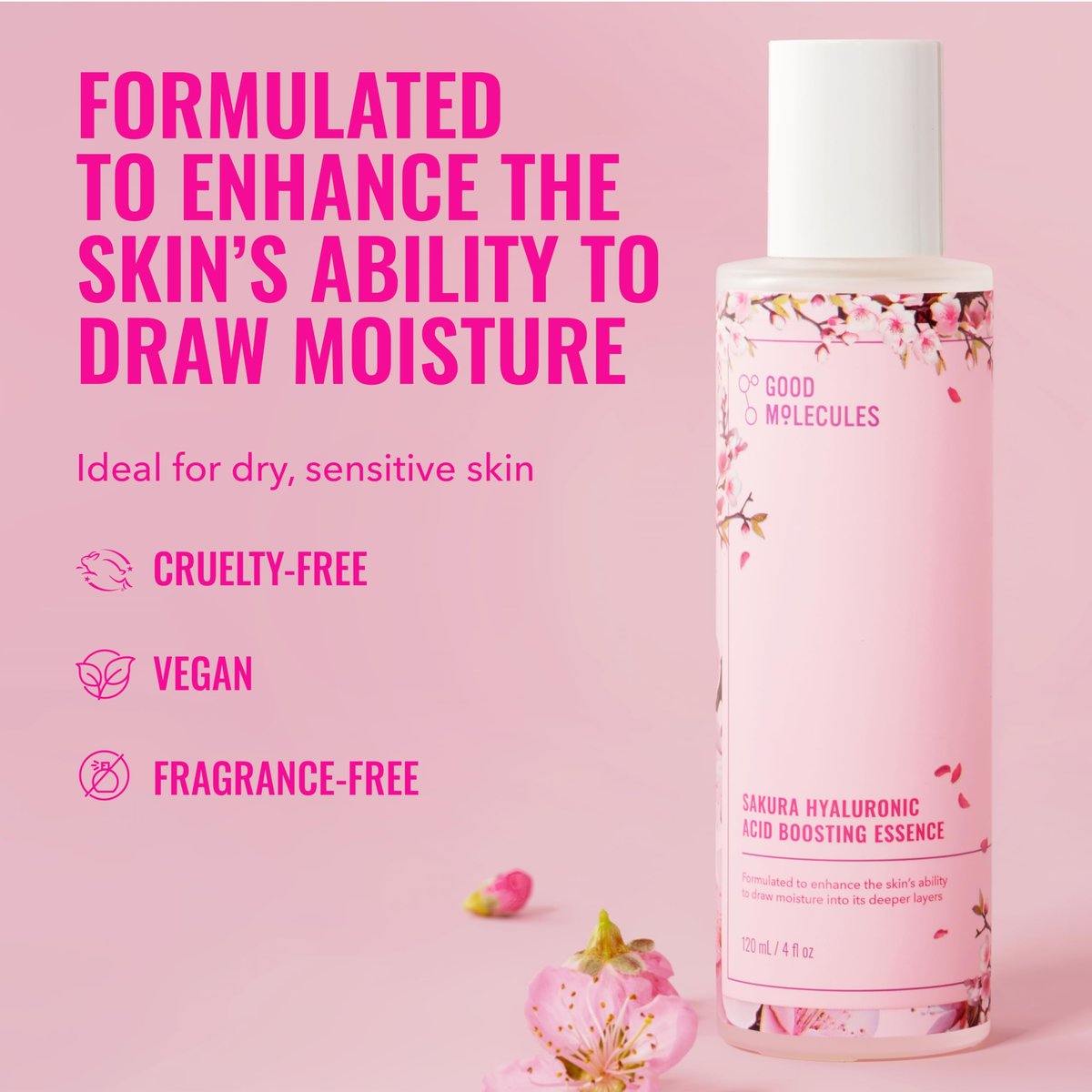 Good Molecules Sakura Hyaluronic Acid Boosting Essence – Ultra Hydrating Facial Moisturizer for Glowing, Tightened Skin - görsel 3