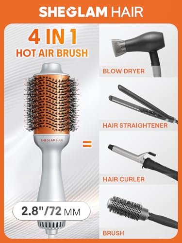 SHEGLAM Oval Hair Blow Dryer Brush - 4-in-1 Hot Air Styling Tool, 2.8-Inch Barrel, 3 Heat Settings, Tangle-Free Ionic Bristles for Frizz-Free Blowouts Avelisse
