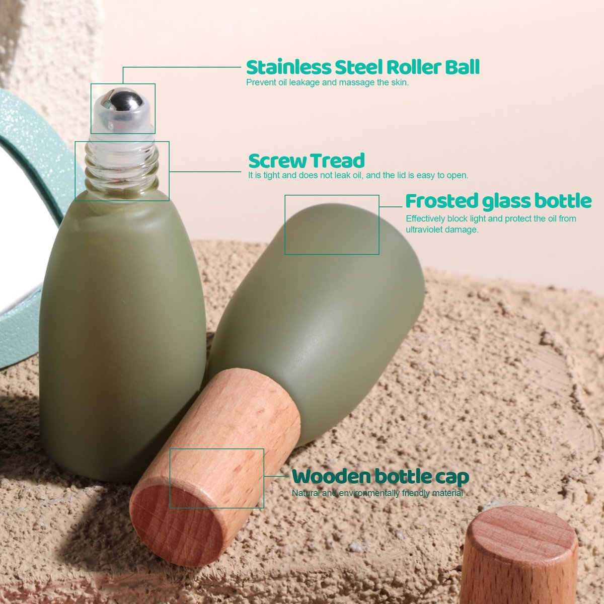 JPNK Essential Oils Roll-on Bottles with Stainless Steel Roller Balls - Pack of 4 for Aromatherapy & Perfumes (10ml each) - görsel 7