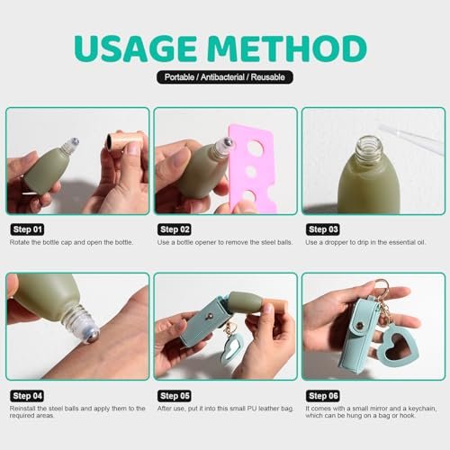 JPNK Essential Oils Roll-on Bottles with Stainless Steel Roller Balls - Pack of 4 for Aromatherapy & Perfumes (10ml each) - görsel 10