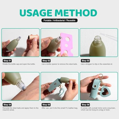 JPNK Essential Oils Roll-on Bottles with Stainless Steel Roller Balls - Pack of 4 for Aromatherapy & Perfumes (10ml each)